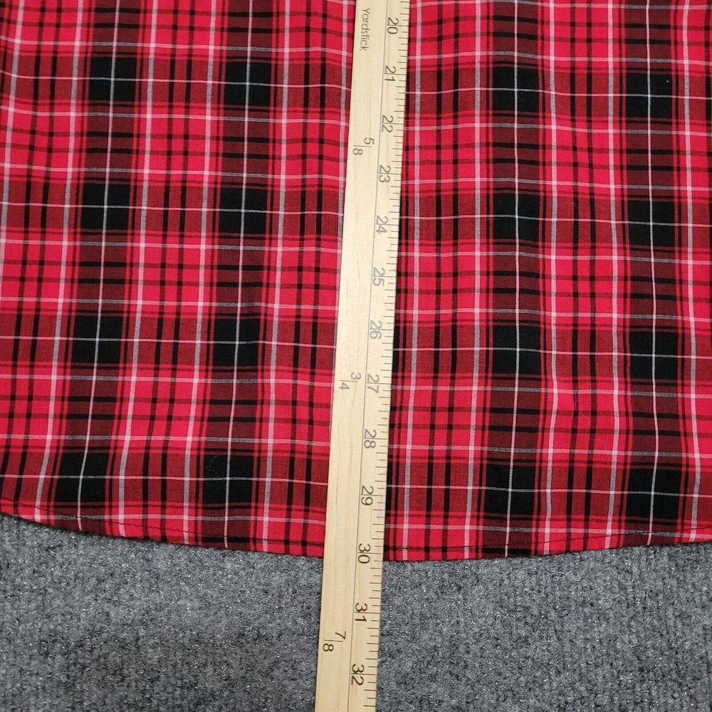 Wrangler Shirt Mens XL Pearl Snap Red Plaid Double Sawtooth Pocket Rodeo Western